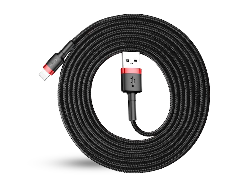 Cafule lightning töltőkábel 1,5A, 2 méter – fekete-piros